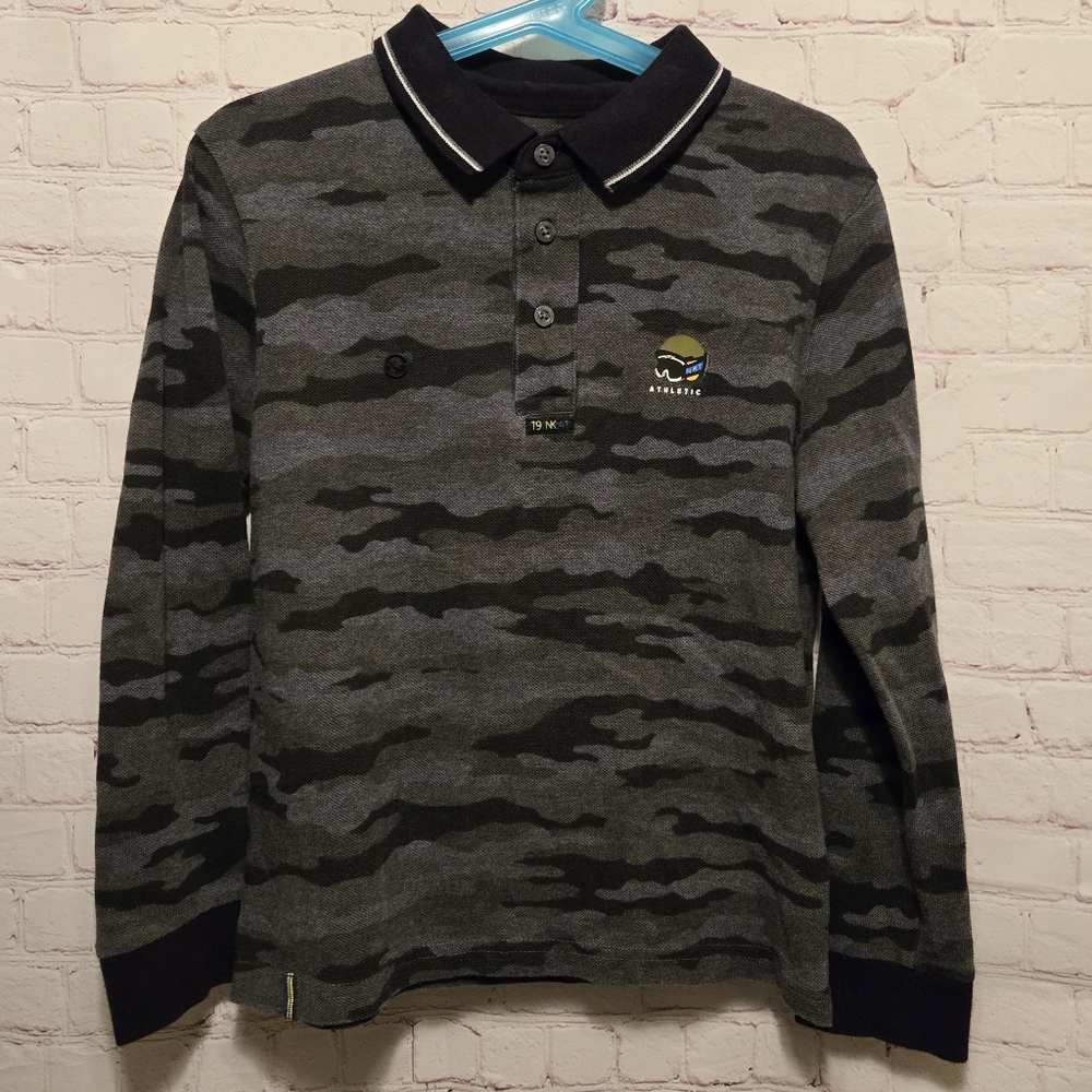 Nukutavake Spain Snowboard Grey Black Camouflage Textured Cotton Polo 8